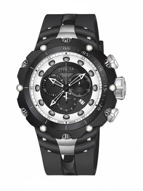 Invicta Black and Silver Stainless Steel Chronograph Watch​